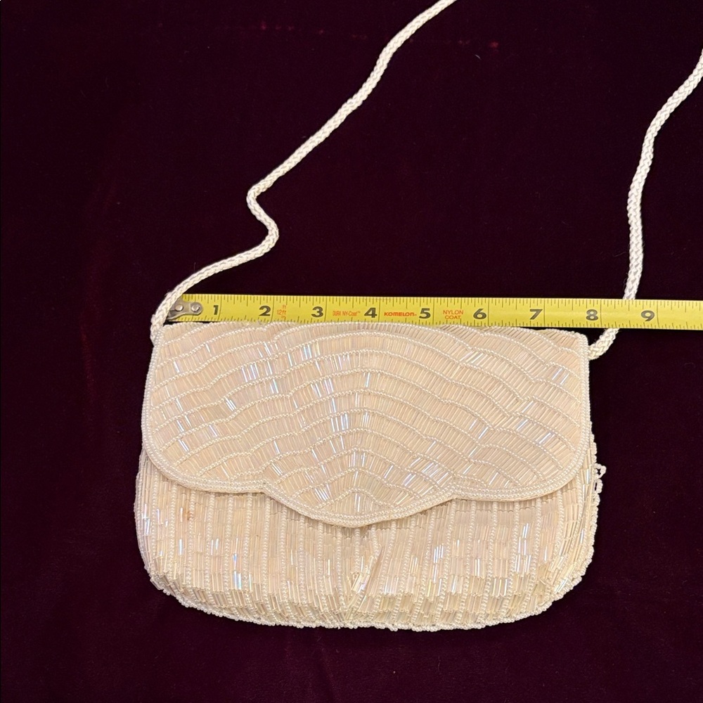 Vintage Magid Elegant Cream aurora borealis Beaded Women's Evening Bag with stra - Picture 3 of 12